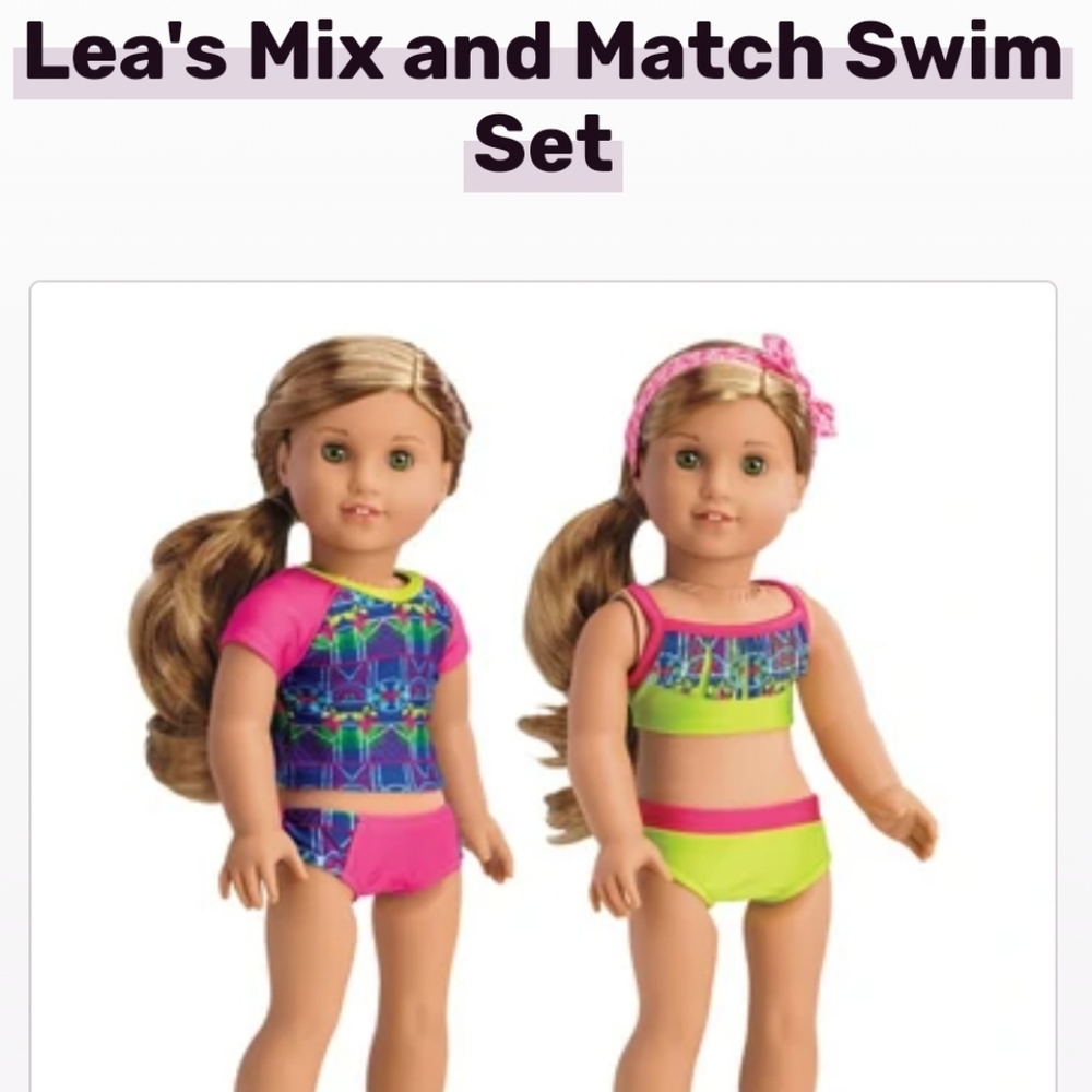 American Girl Lea Mix & Match Bathing Suit swim set good condition